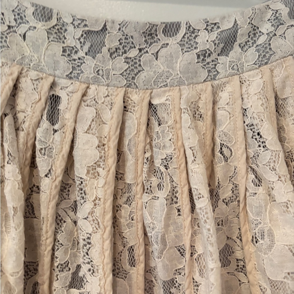 Sundance Ivory Lace Pleated Mini Skirt Cottagecore Romantic Feminine Size 8 - Picture 5 of 13